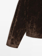 Short denim jacket with flocked finish