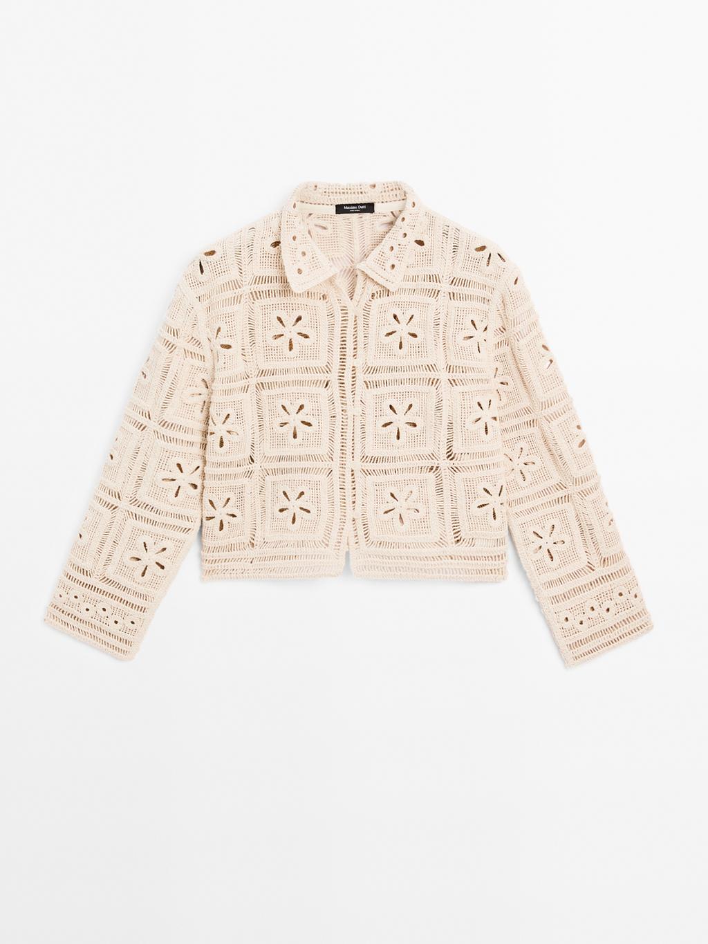 Embellished crochet cardigan