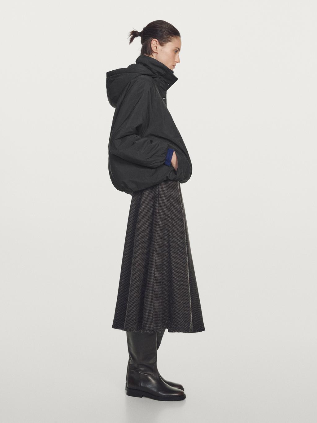 Water-repellent padded parka with high neck