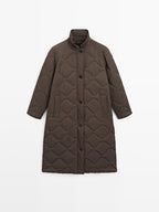 Long water-repellent puffer jacket