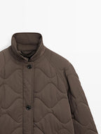 Long water-repellent puffer jacket