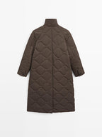 Long water-repellent puffer jacket