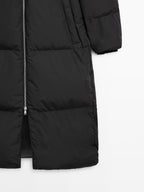 Technical down jacket with faux fur hood