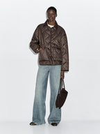 Water-repellent puffer jacket with corduroy detail