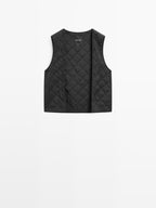 Long water-repellent trench coat with inner waistcoat