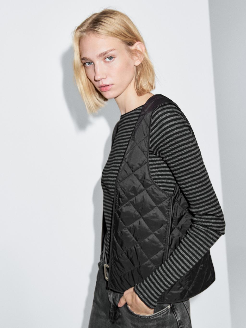 Long water-repellent trench coat with inner waistcoat