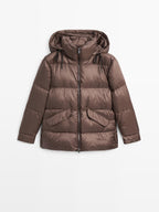 Water-repellent shiny down jacket