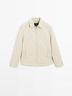 Short quilted jacket with shirt collar