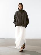 Cotton blend parka with puff detail