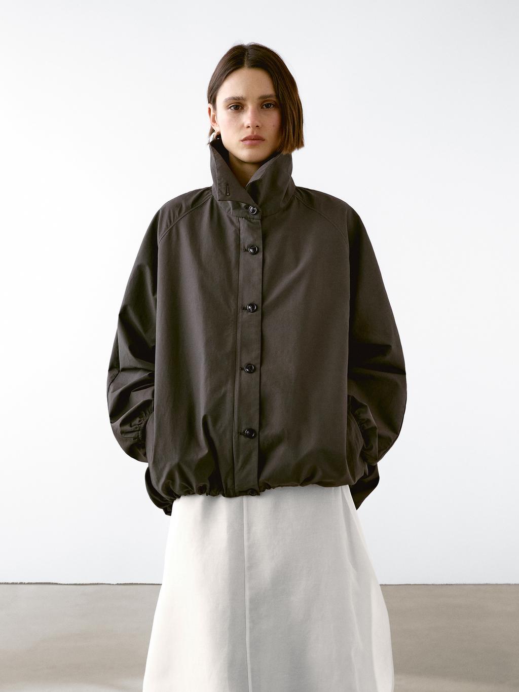 Cotton blend parka with puff detail