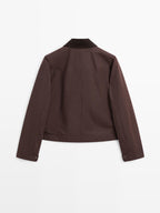 Short jacket with corduroy collar detail