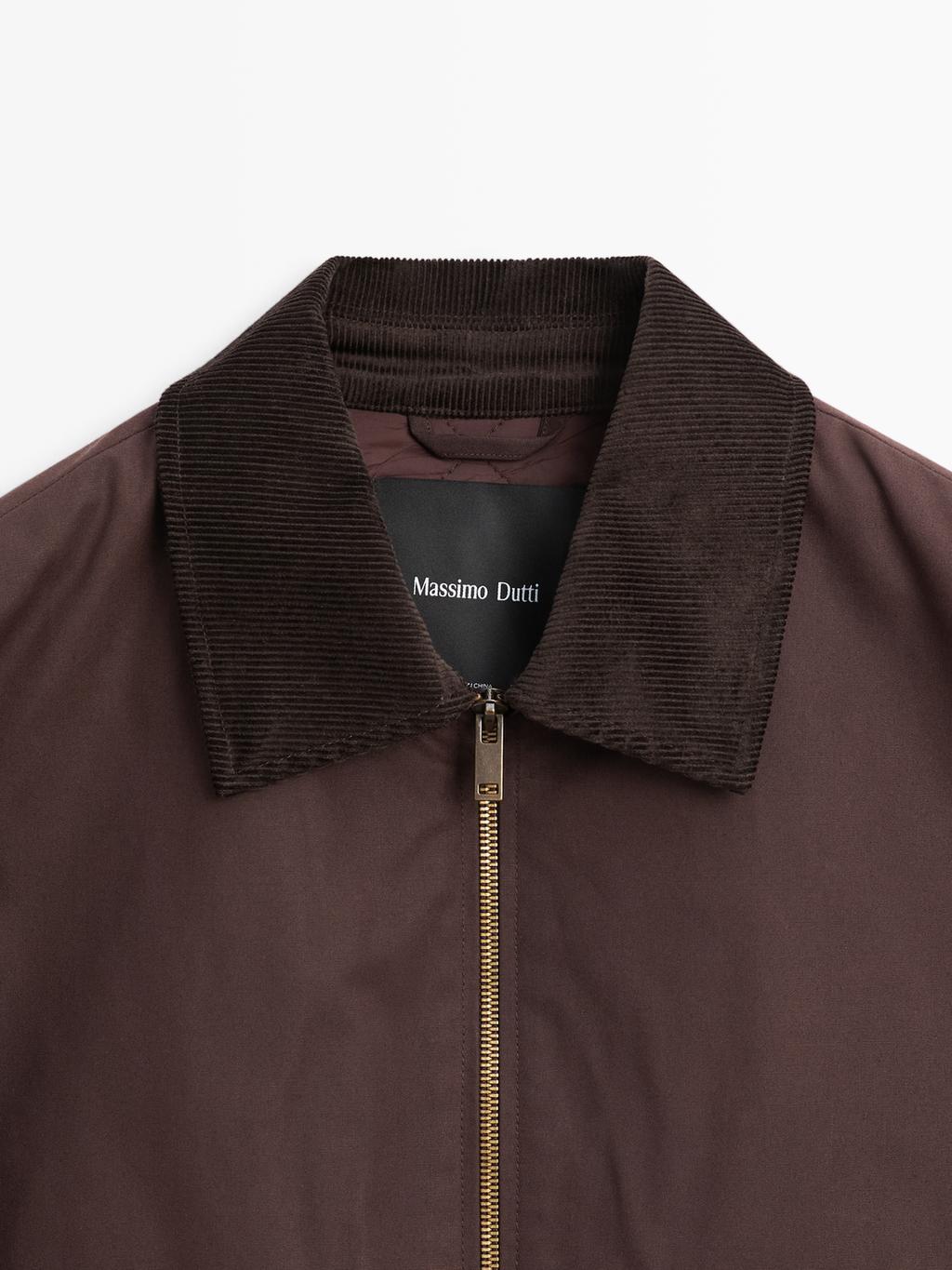 Short jacket with corduroy collar detail