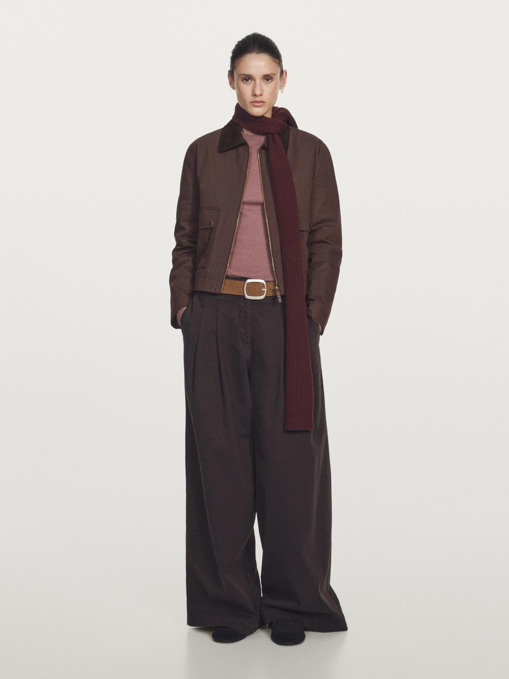 Short jacket with corduroy collar detail