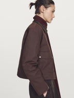 Short jacket with corduroy collar detail