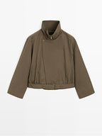 Cotton blend jacket with belt detail