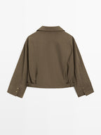 Cotton blend jacket with belt detail