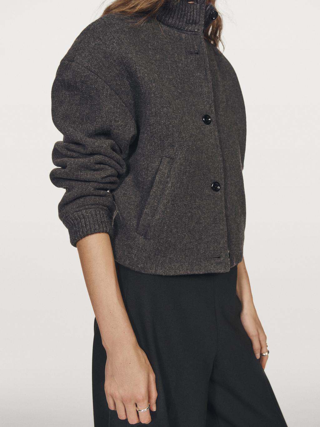 Wool blend bomber jacket