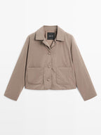 Short water-repellent puffer jacket