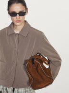 Short water-repellent puffer jacket