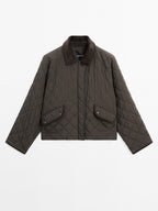 Short water-repellent jacket with corduroy detail