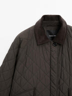 Short water-repellent jacket with corduroy detail