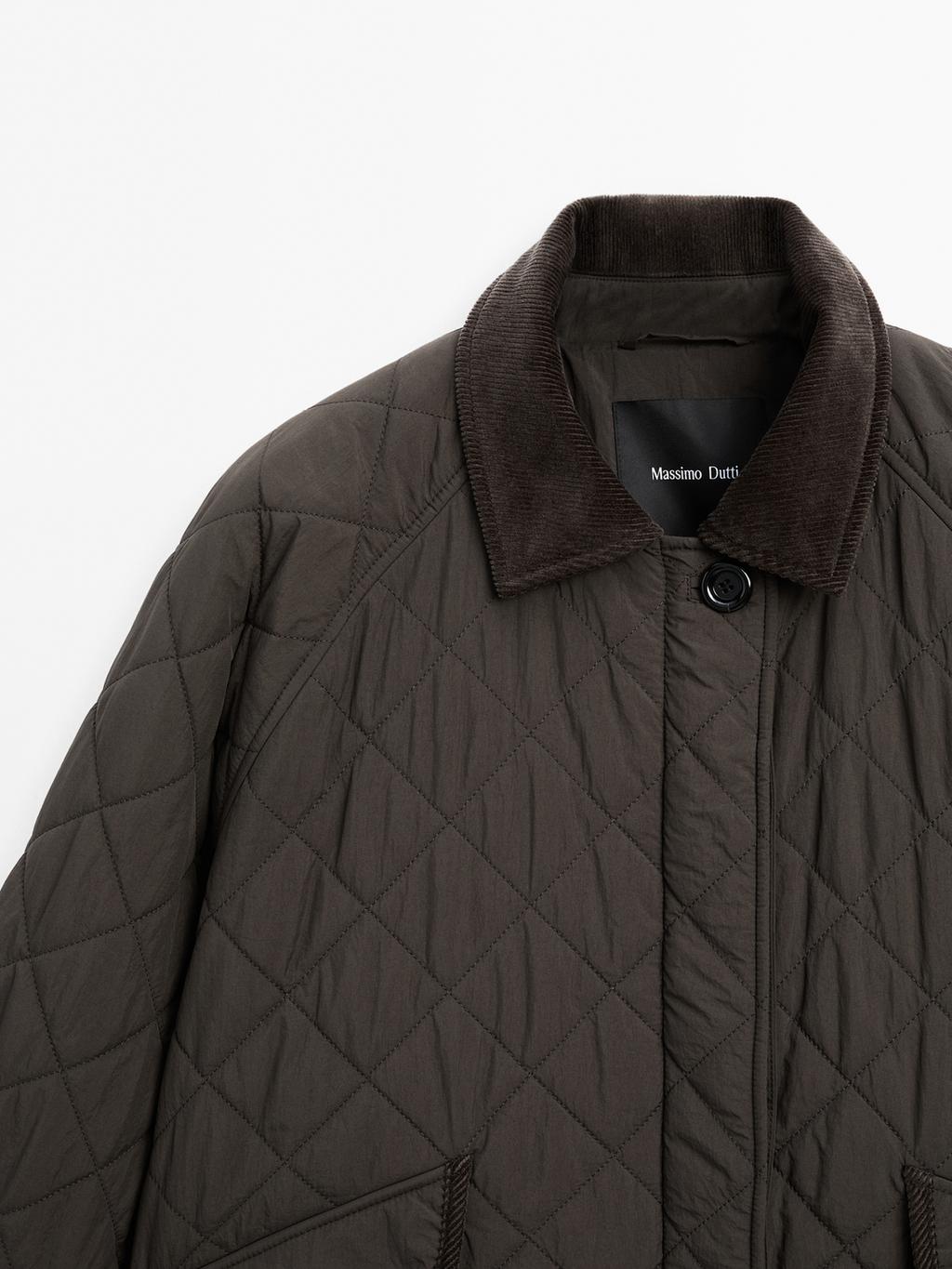 Short water-repellent jacket with corduroy detail