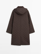 Long water-repellent coat with corduroy detail