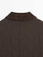 Long water-repellent coat with corduroy detail