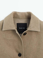 Jacket with detachable leather collar detail