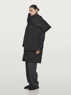 Long water-repellent padded coat with scarf detail