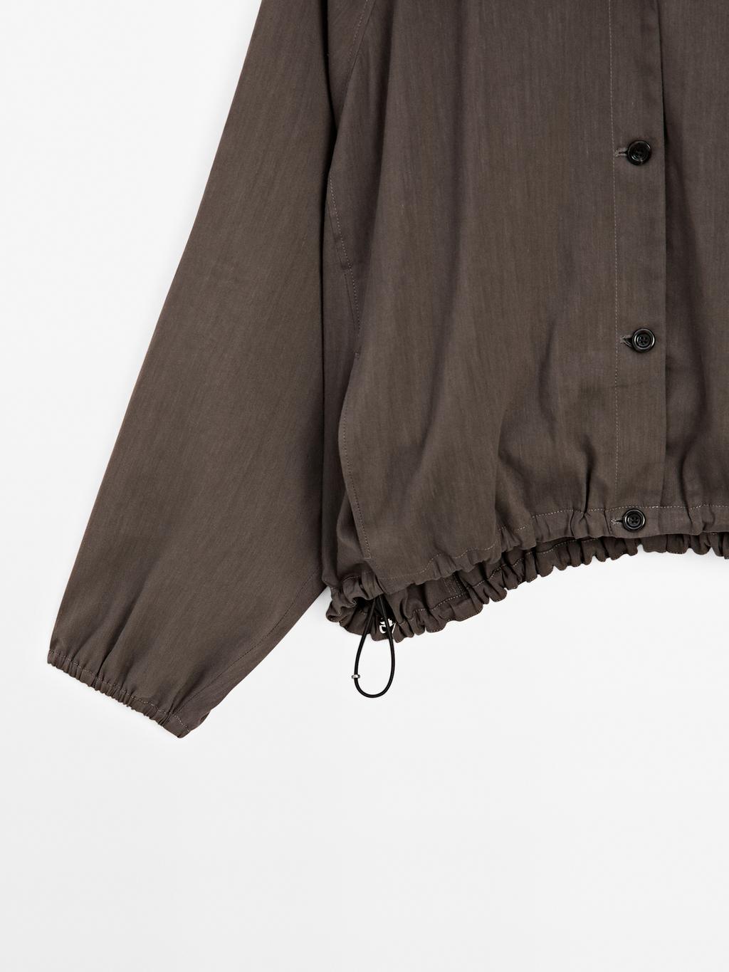 Linen blend bomber jacket