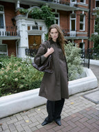 Long waxed parka with corduroy detail