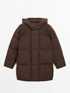 Water-repellent hooded puffer jacket