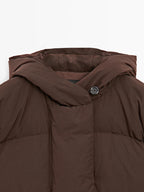Water-repellent hooded puffer jacket