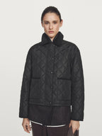 Short lightweight water-repellent puffer jacket with corduroy detail