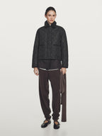 Short lightweight water-repellent puffer jacket with corduroy detail