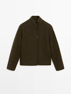 Short alpaca and wool blend cardigan