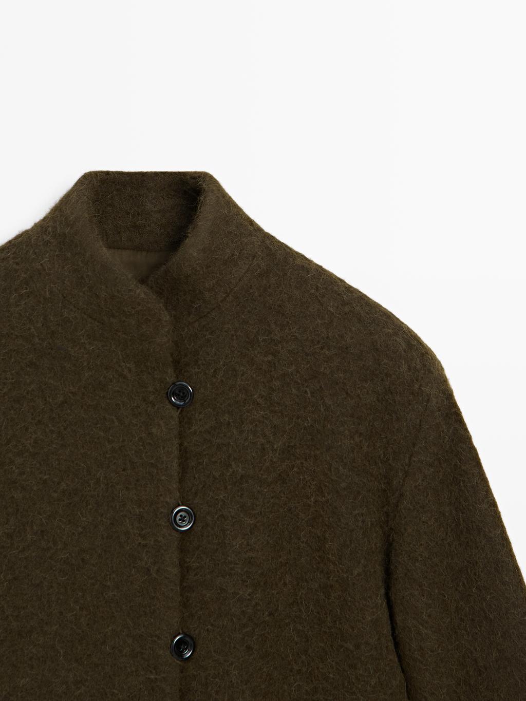 Short alpaca and wool blend cardigan