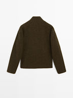 Short alpaca and wool blend cardigan