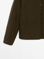 Short alpaca and wool blend cardigan