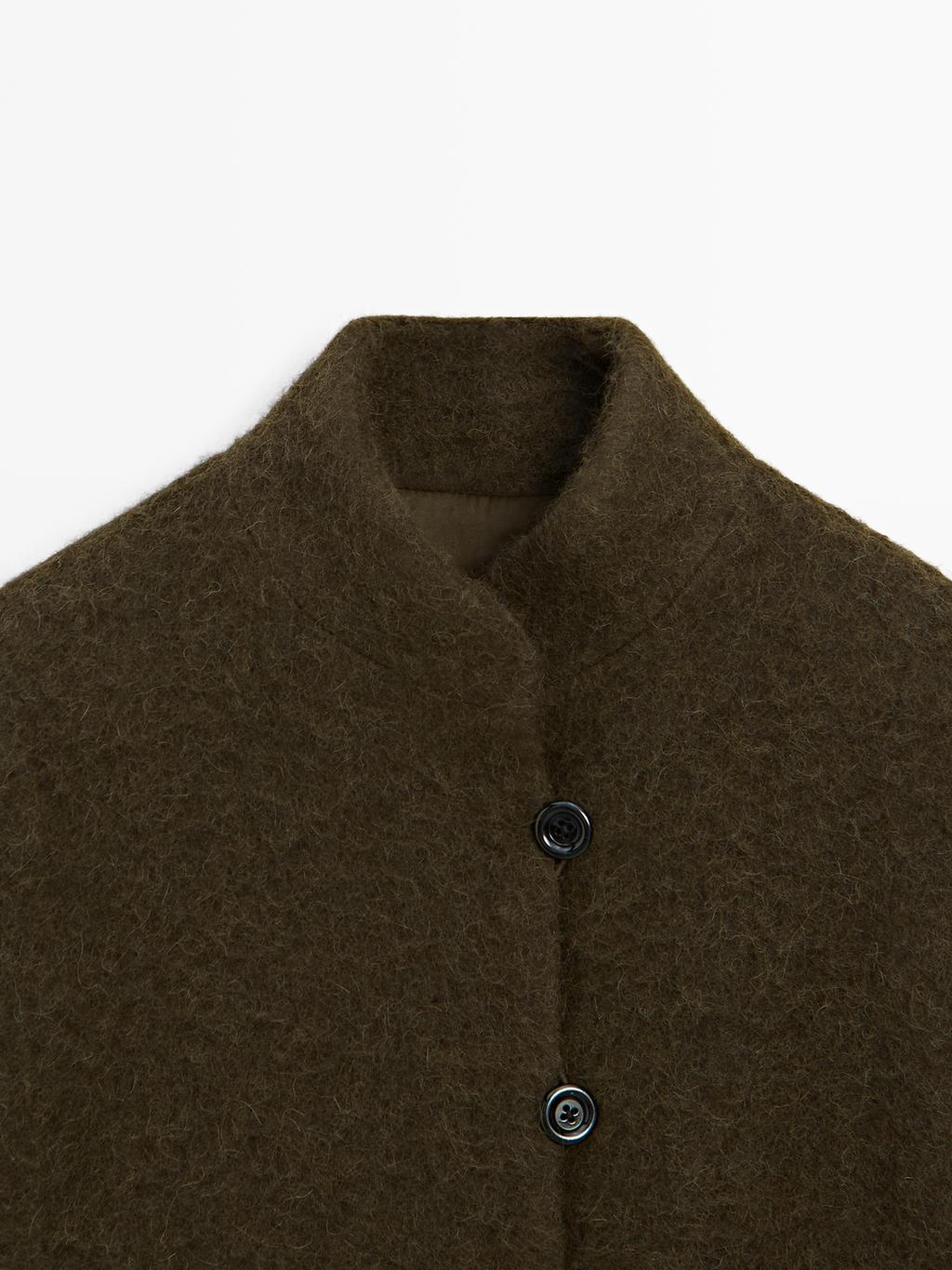 Short alpaca and wool blend cardigan