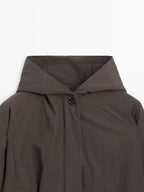 Water-repellent bomber jacket with hood