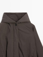 Water-repellent bomber jacket with hood