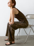 Round neck top with shimmery detail