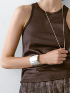 Round neck top with shimmery detail