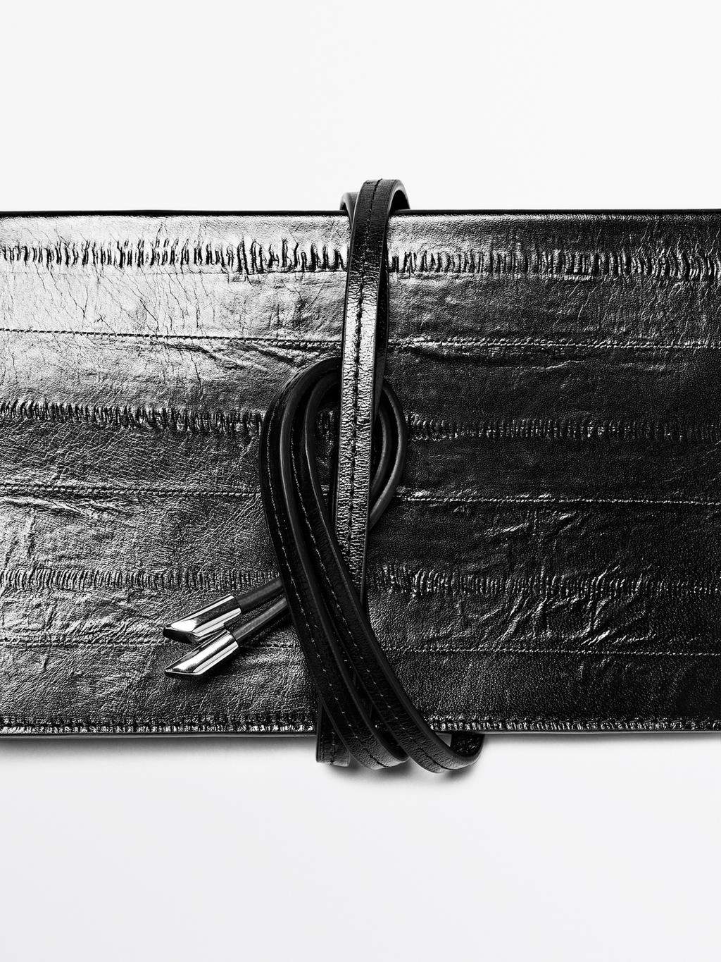 Textured leather handbag