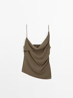 100% cotton top with asymmetric neckline