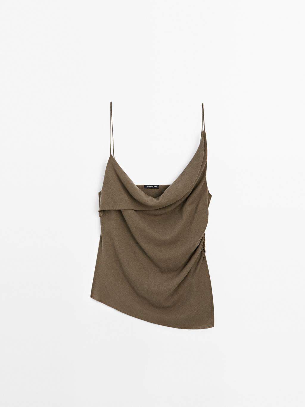 100% cotton top with asymmetric neckline