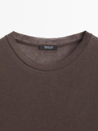 100% cotton semi-sheer T-shirt with collar detail