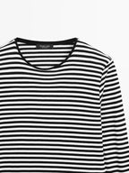 Striped long sleeve T-shirt with contrast detail